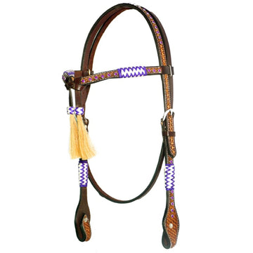 Bar H Equine Genuine Western American Leather Horse Premium Headstall & Breast Collar Set